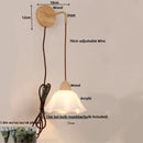Axyaa Nordic LED Wall Sconce Pull Chain Switch Wood Base Vanity Light