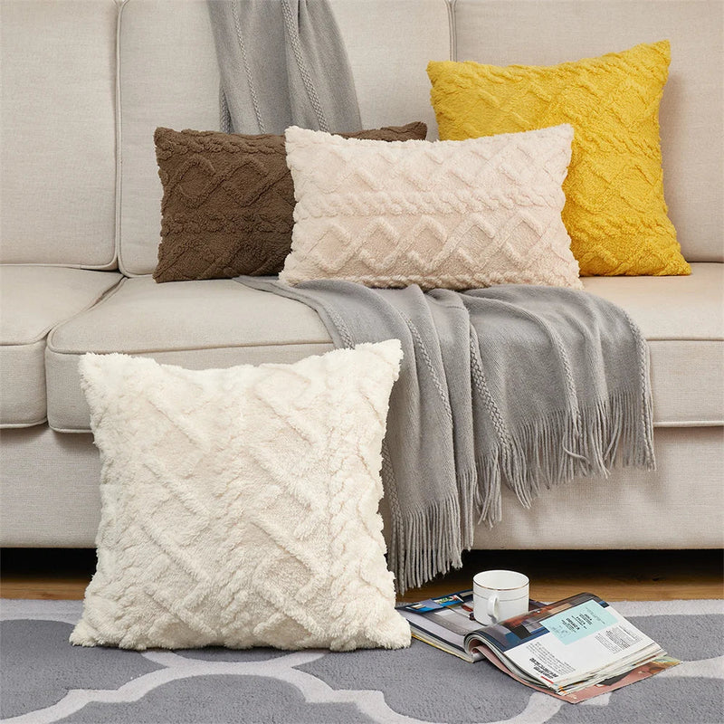 Axyaa Soft Velvet Throw Pillow Cover 40x40cm Solid Decor Square Cushion Case