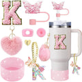 Axyaa Cup Accessories Set: Butterfly Straw, Cover, Cap, Boot, Handle Charm, Initials Sticker