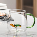 Axyaa Glass Handle Cartoon Animal Mug - High Borosilicate Juice Cup