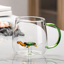 Axyaa Glass Handle Cartoon Animal Mug - High Borosilicate Juice Cup