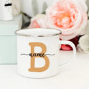 Axyaa Enamel Coffee Mugs with Custom Initial Name - Personalized Outdoor Cups