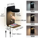 Axyaa LED Wall Lamp with USB Charging Port & Switch, Modern 9W Black/White Art Lighting