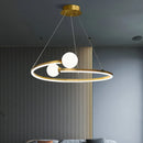 Axyaa Gold Finish Ring Pendant Chandelier for Living Room & Bedroom