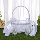 Axyaa Lace Decor Bridesmaid Flower Girl Baskets Rustic Wedding Ceremony Decor
