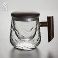 Axyaa Thermal Glass Mug with Lid and Wood Handle - Creative Office Coffee Cup