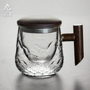 Axyaa Thermal Glass Mug with Lid and Wood Handle - Creative Office Coffee Cup