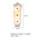 Axyaa Marble LED Wall Lamp Copper Sconce for Parlor Bedroom