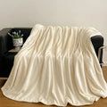 Axyaa Solid Color Jacquard Coral Fleece Blanket | Winter Thickened Small Blanket