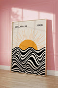 Sunrise Waves Geometric Canvas Prints Bauhaus Art Posters by Axyaa - Modern Living Room Decor