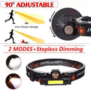 Axya Rechargeable Waterproof Headlamp with COB+LED for Super Bright Light