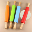 Silicone Rolling Pin with Wooden Handle - Axyaa Baking Tool