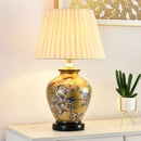 Axyaa Ceramic Flower Bird Table Lamp with Fabric Lampshade - LED Floor Light for Living Room and Bedroom