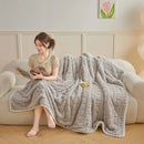 Axyaa Cozy Bear Pattern Fleece Blanket for Sofa Bed, Spring/Autumn Soft Plush Throw