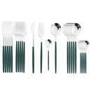 Axyaa 24Pcs Green Gold Stainless Steel Dinnerware Set Cutlery Tableware Silverware