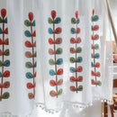 Axyaa Embroidered Valance Curtain Rod Pocket White Small Kitchen Home Decor