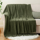Axyaa Chenille Throw Blanket Fringe Tassels Soft Cozy Knit Sofa Christmas Decor