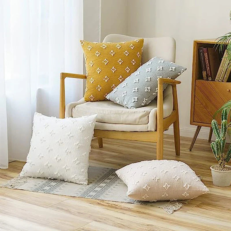 Cotton Geometric Star Pillow Cover 45*45cm for Sofa Living Room, Axyaa Home Decor