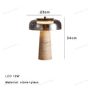 Axyaa Glass Table Lamp LED Desk Nightstand Minimalist Cave Stone Luxury Lighting