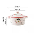 Axyaa Double Ear Ceramic Bowl with Lid for Kids and Food Storage
