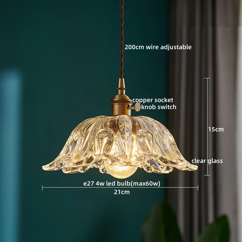 Axyaa Clear Glass LED Pendant Chandelier - Nordic Hanging Lamp for Kitchen, Living Room