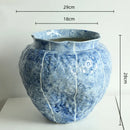 Axyaa Blue Ceramic Vase Hydroponics Terrarium Flowerpot Home Decor Accessories