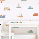 Watercolor Vehicles Wall Decals for Kids Room by Axyaa