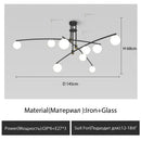 Axyaa Nordic Glass Chandelier for Dining Living Room - G9 LED Pendant Light Fixture
