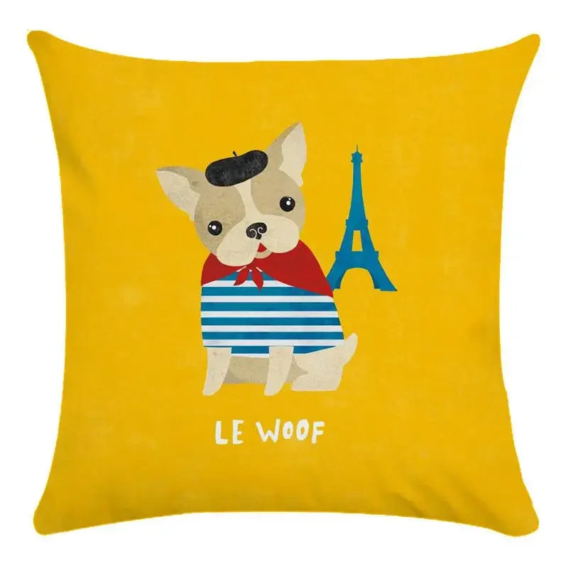 Funny Dog Driving Pattern Cushion Cover - Axyaa Decorative Pillow Case