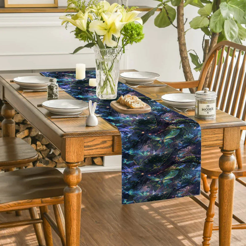 Axyaa Dream Forest Butterfly Table Runner for Farmhouse and Wedding Decor