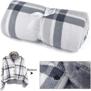 Axyaa Plaid Fleece Poncho Throw Blanket with Buttons
