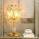 Axyaa Crystal Gold Lotus Table Lamp - Modern LED Desk Light
