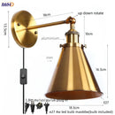 Axyaa Industrial Iron LED Wall Lamp Plug-In Stair Light Fixture