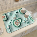 Axyaa 3D Visual Effect Drain Mat - Absorbent, Non-Slip, Anti-Mildew Kitchen Tableware Mat