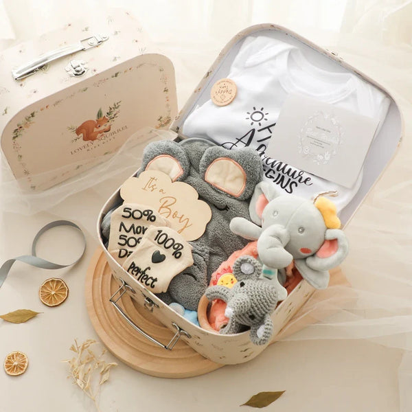 Axya Newborn Milestone Set: Towel, Rattle, Props, Gift