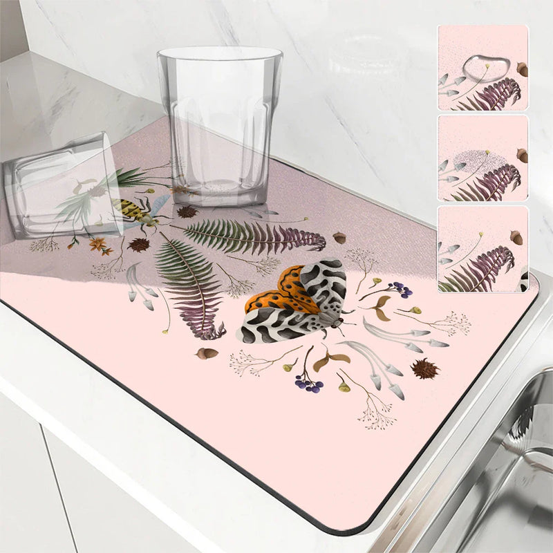 Axyaa Insect Bees Kitchen Drain Pad Non-slip Heat Resistant Counter Mat