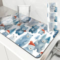 Axyaa Snowman Kitchen Counter Mat Non-slip Absorbent Tableware Drain Mat