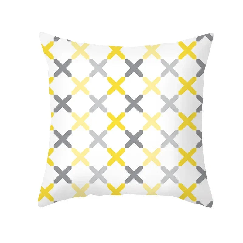 Yellow Gray Geometric Print Pillow Cover 45*45cm for Axyaa - Home Decor Essential