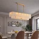 Axyaa Luxury Copper Resin Chandelier with Marble Accents for Living Room and Bedroom