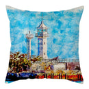 Axyaa Printed Landscape Cotton Linen Pillow Cover for Home Decor 45x45cm