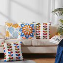 Axyaa Retro Embroidered Square Sofa Pillows for American Rustic Style Décor