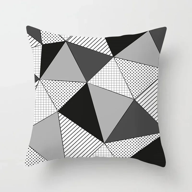 Geometric Black Yellow Cushion Covers - Axyaa Modern 18" Throw Pillow Case