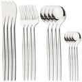 Axyaa 16-Piece Stainless Steel Cutlery Set in Black Gold Mirror Finish