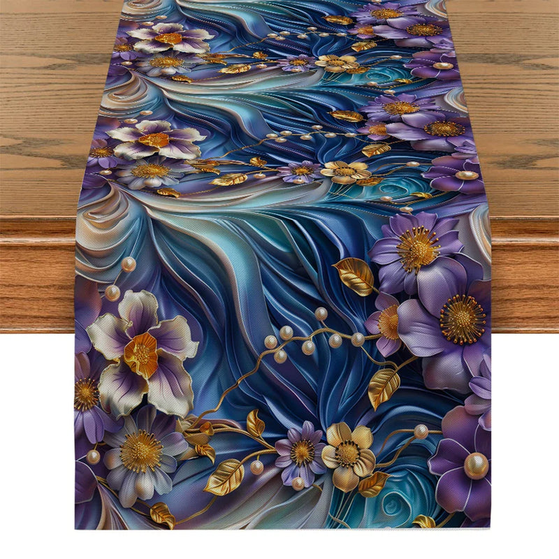 Axyaa Floral Pearl Table Runner for Kitchen Dining Decor