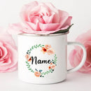 Axyaa Personalized Enamel Flower Mug for Bachelorette Party and Wedding Bridal Shower