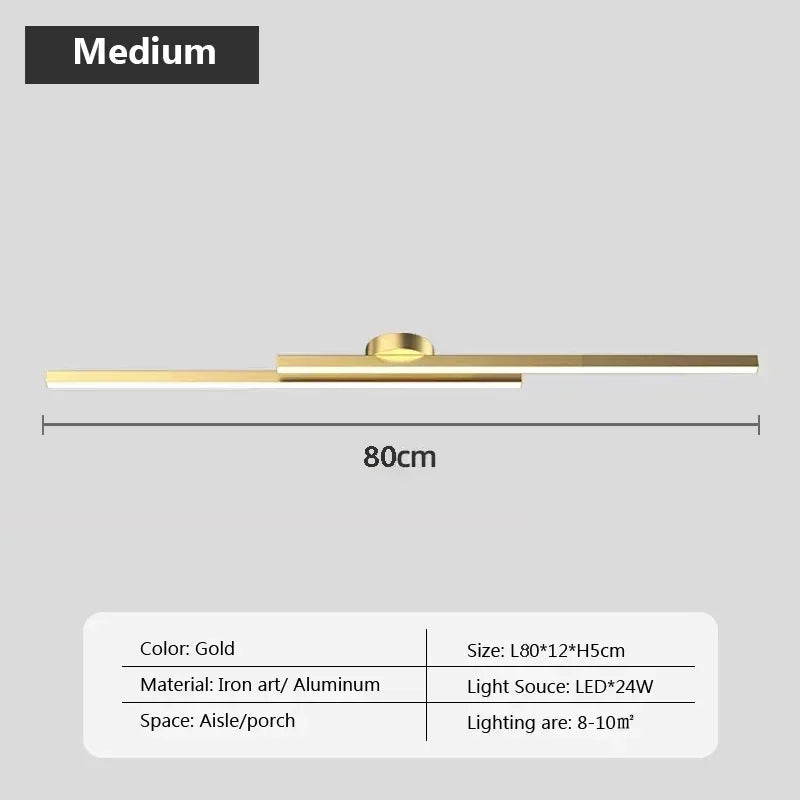 Axyaa Black Gold LED Ceiling Light 60/80cm Modern Living Room Bedroom Decor Lighting