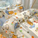 Axyaa Cartoon Floral Print Polyester Full Size Bedding Set with Soft Duvet Cover & Flat Sheet
