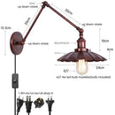 Axyaa Gold Industrial LED Wall Lamp with Pull Chain Switch - Vintage Style
