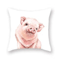 Floral Animal Painting Pillowcase Pink Cat Dog Llama Sofa Cushion Cover Home Decor