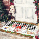 Axyaa Christmas Welcome Mat with Santa Snowman Car Print